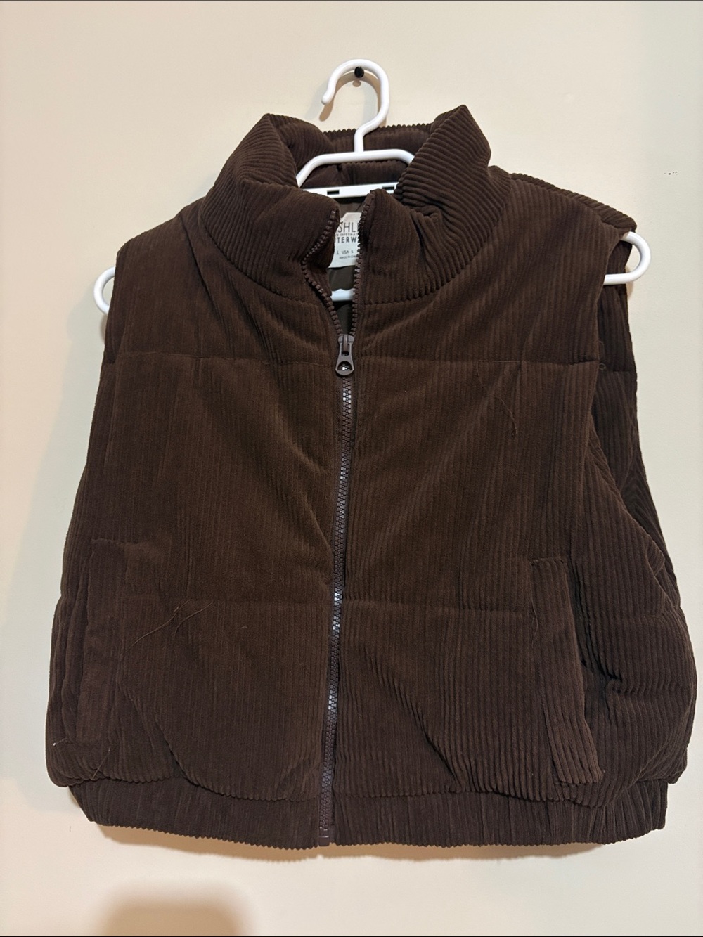 Ashley By 26 International Brown Corduroy Quilted Vest